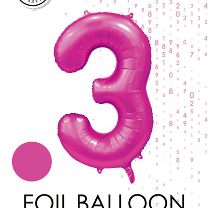 Globo Figura Fucsia 3 Años Brillo 86cm