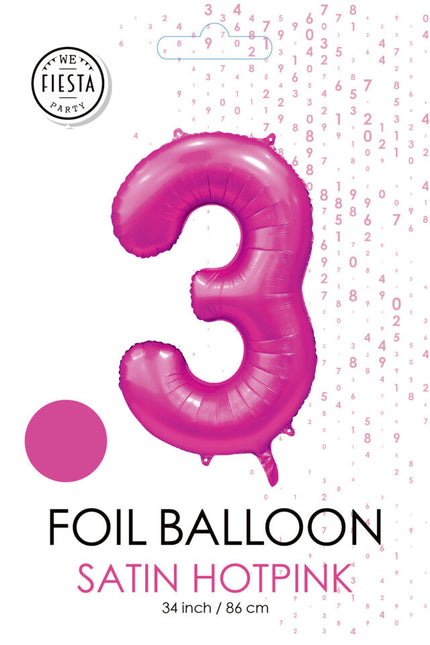 Globo Figura Fucsia 3 Años Brillo 86cm