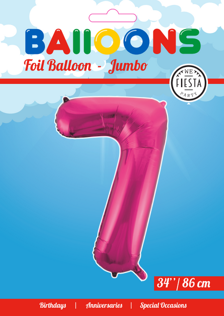 Globo Foil Figura 7 Fucsia XL 86cm vacío