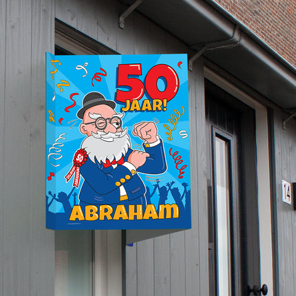 Cartel de escaparate Abraham 50 años 60cm