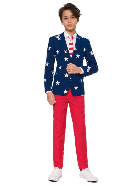 USA Traje Estrellas Rayas Niño Adolescente OppoSuits