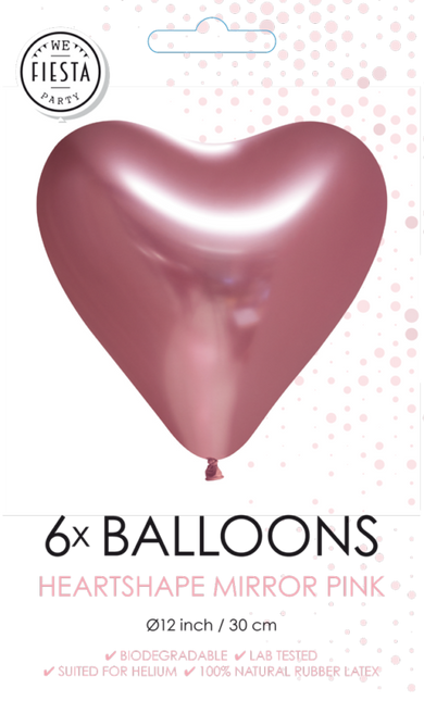 Globos Corazón Rosa 30cm 6pcs