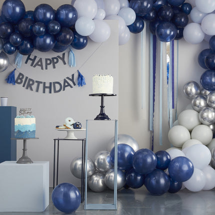 Arco De Globos Azul Con Guirnaldas 3m