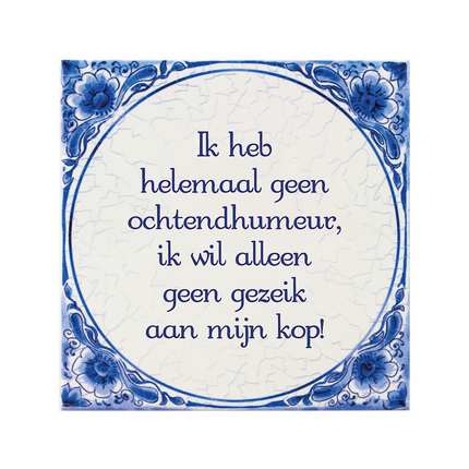 Azulejo Azul de Delft Humor Matinal 14,5cm