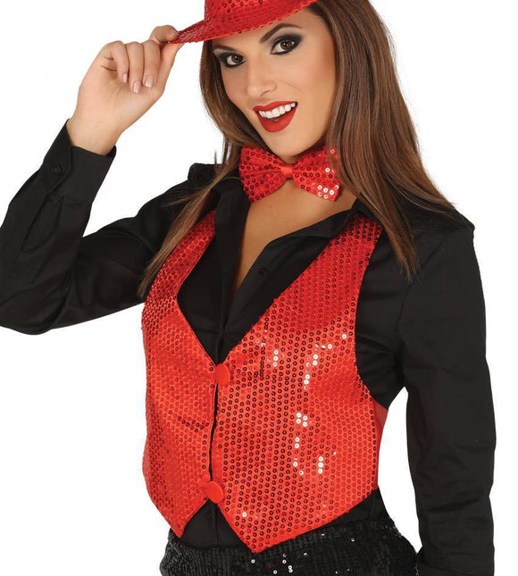 Chaleco Glitter Rojo Mujer