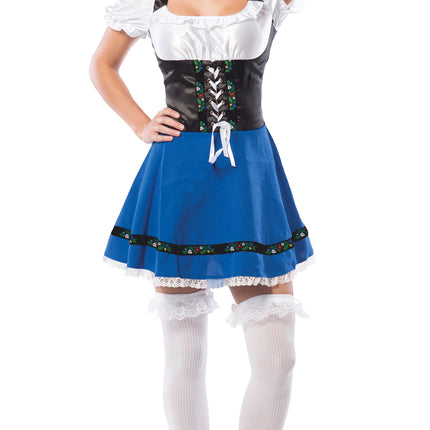 Vestido Dirndl Oktoberfest Azul Blanco Lazo