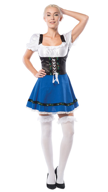 Vestido Dirndl Oktoberfest Azul Blanco Lazo