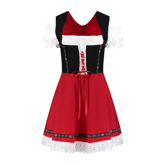 Oktoberfest Vestido Dirndl Oktoberfest Negro Rojo Señoras