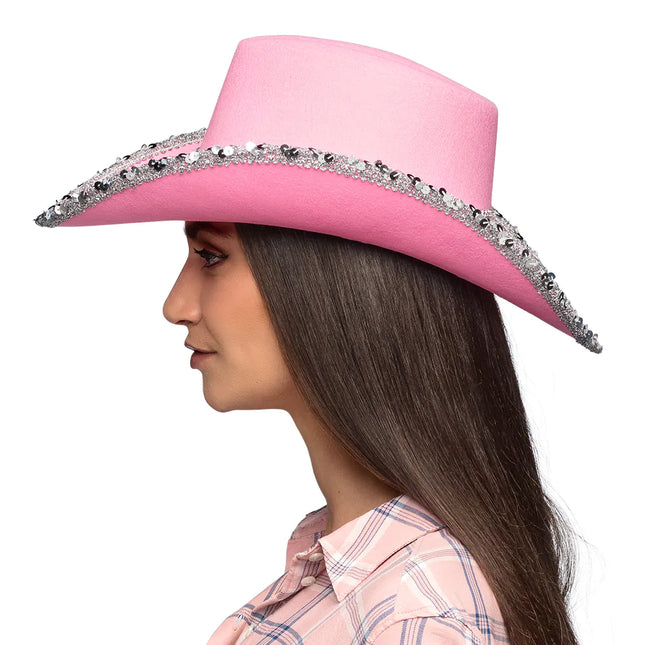 Sombrero Vaquero Rosa Purpurina