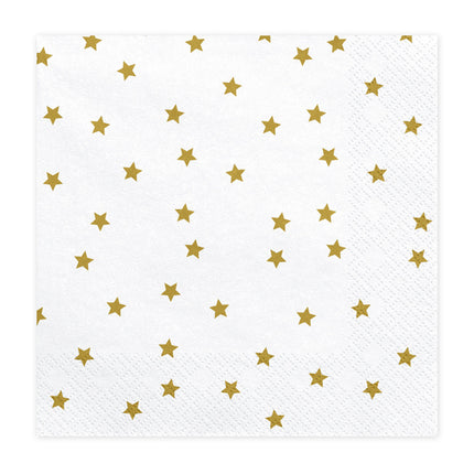 Servilletas Blancas Estrellas Doradas 33cm 20pcs