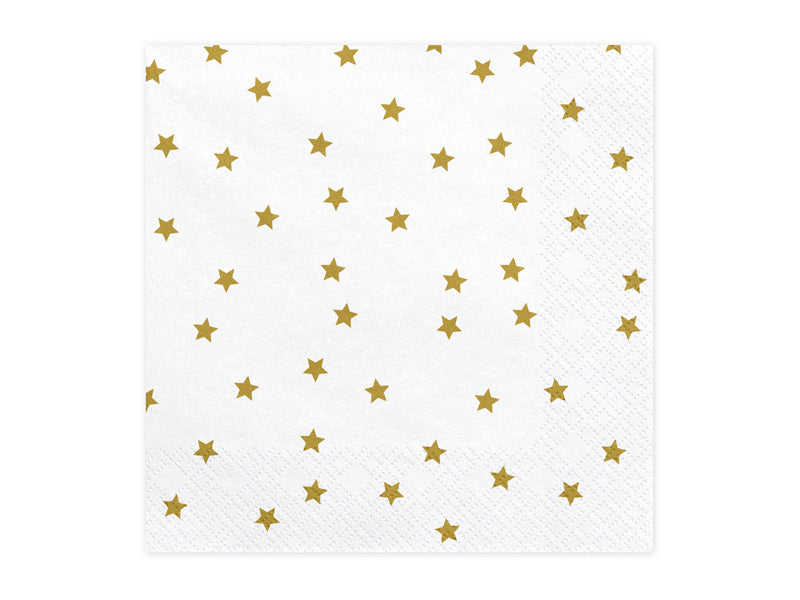 Servilletas Blancas Estrellas Doradas 33cm 20pcs