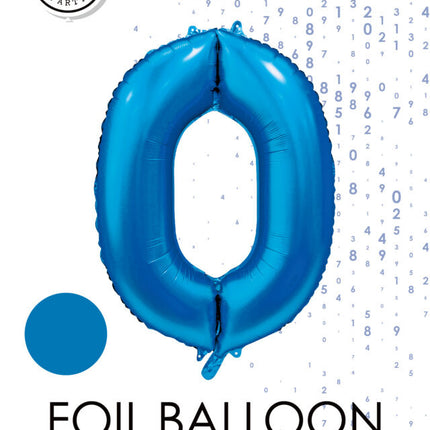 Globo Número Azul 0 Año Brillo 86cm