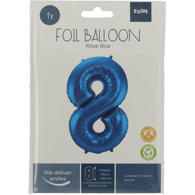 Globo Figura 8 Azul Metalizado XL 86cm Vacío