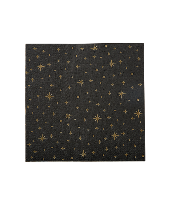 Servilletas Oro Estrellas Negro 17cm 16pcs