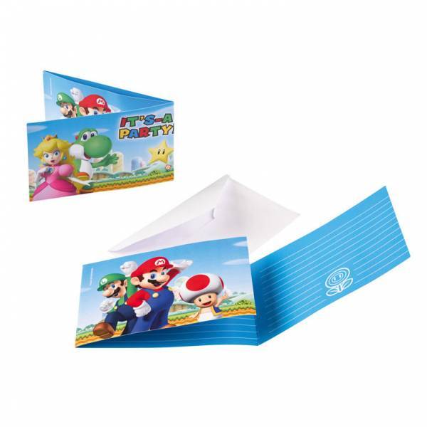 Super Mario Invitaciones 8pcs