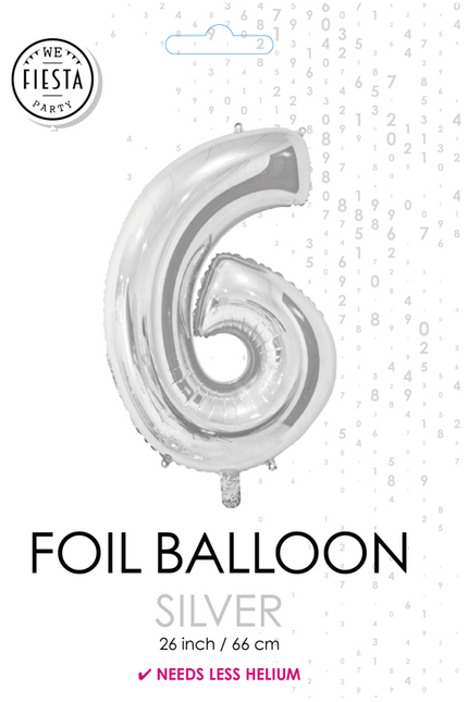 Globo foil Figura 6 Plata 66cm