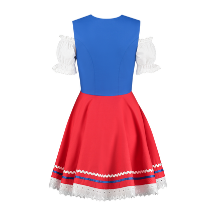 Oktoberfest Vestido Dirndl Oktoberfest Rojo Azul Señoras 2 Piezas