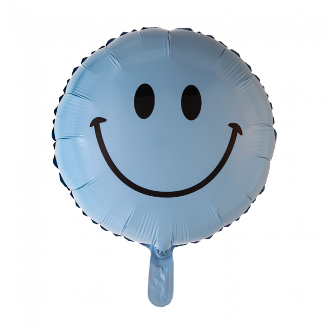 Globo de Helio Emoji Sonrisa Azul Claro 45cm vacío