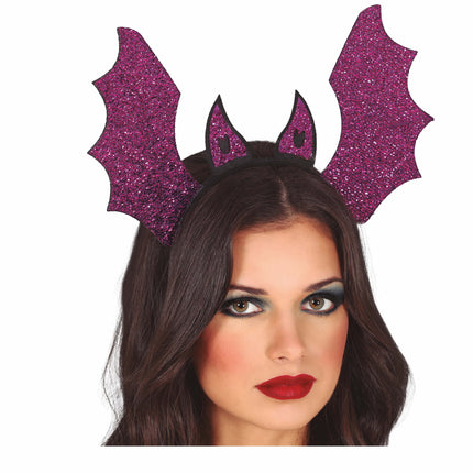 Diadema de Halloween Morada Murciélago