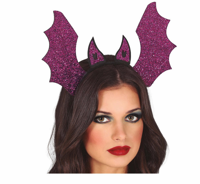 Diadema de Halloween Morada Murciélago