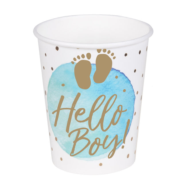 Tazas de Nacimiento Hello Boy Papel 210ml 10pcs