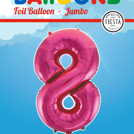 Globo Foil Figura 8 Fucsia XL 86cm vacío