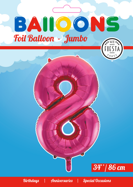 Globo Foil Figura 8 Fucsia XL 86cm vacío