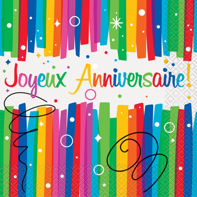 Servilletas Joyeux Anniversaire 33cm 16pcs