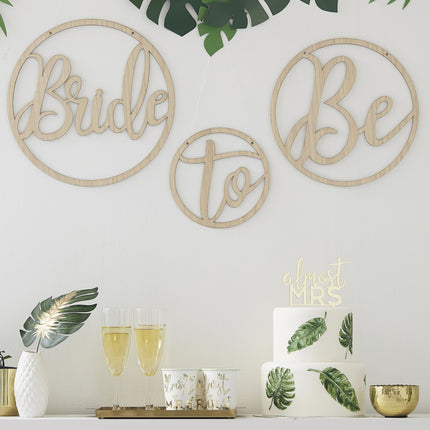 Decoración Colgante Novias Aros Madera 3pcs