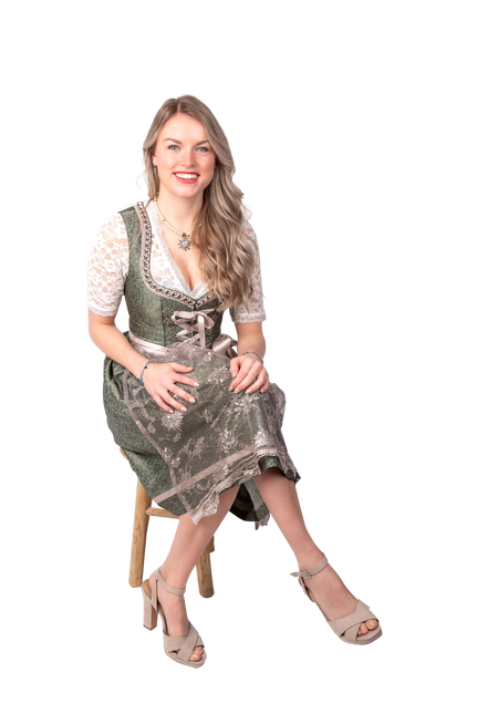 Rosa Blanco Crema Vestido Dirndl Oktoberfest Damas Jaquard Gris