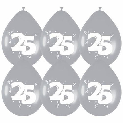 Globos 25 Plata Fiesta 30cm 6pcs