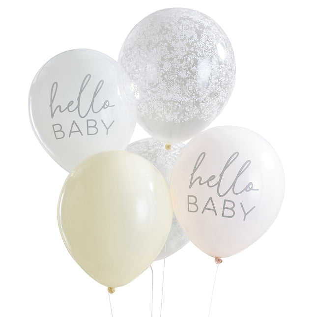 Globos Baby Shower Hello Baby 5pcs