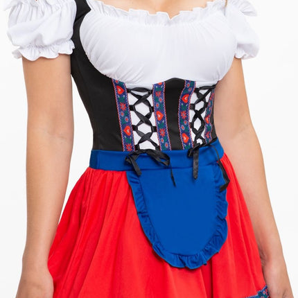 Vestido Dirndl Oktoberfest Delantal Rojo Azul