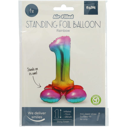 Globo Foil Figura 1 Arco Iris con soporte 72cm