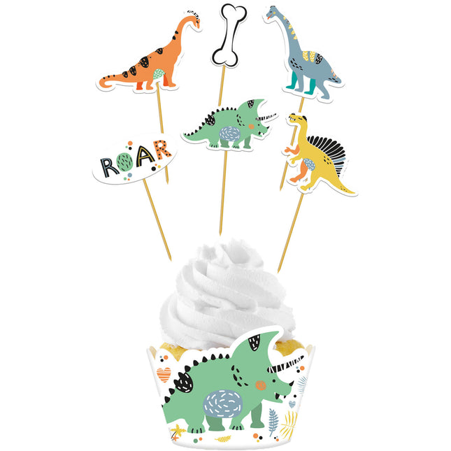Dino Cupcake Toppers Roar 12 piezas