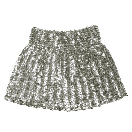 Mini Falda Lentejuelas Plata M