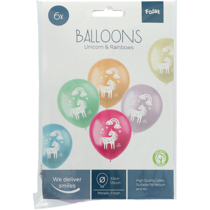 Globos Unicornio y Arco Iris 33cm 6pcs