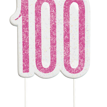 Vela 100 Años Purpurina Rosa 9cm