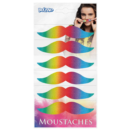 Bigote falso arco iris Fantasía 6pcs