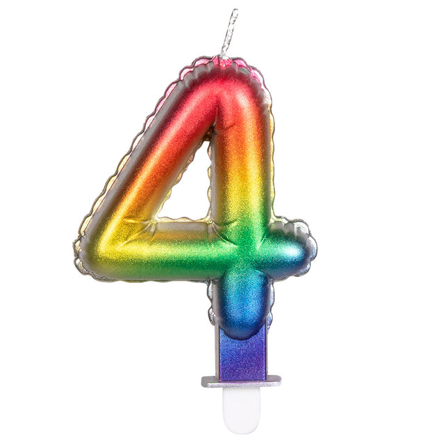 Vela Arco Iris 4 Años 8cm