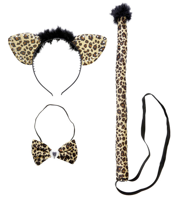 Conjunto de disfraz de leopardo, 3 piezas