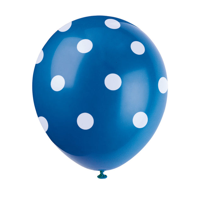 Globos Azules Lunares Blancos 30cm 6pcs