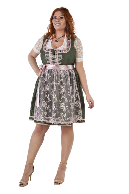 Vestido Dirndl Blanco Verde Oktoberfest Señoras 2 Piezas