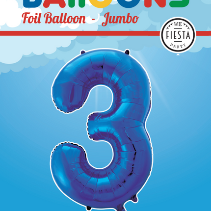 Globo Foil Figura 3 Azul XL 86cm vacío