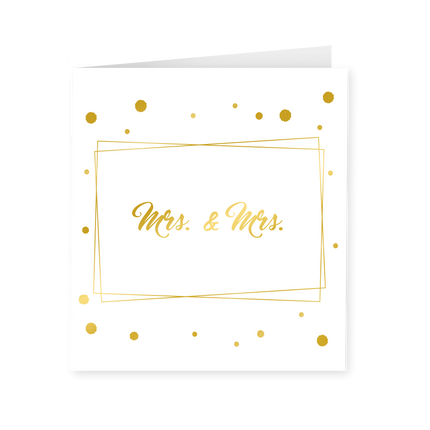 Tarjeta Mrs & Mrs Oro Blanco 15cm