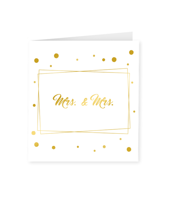 Tarjeta Mrs & Mrs Oro Blanco 15cm