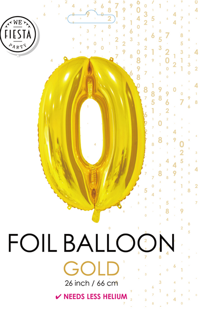 Globo de foil Figura 0 Oro 66cm