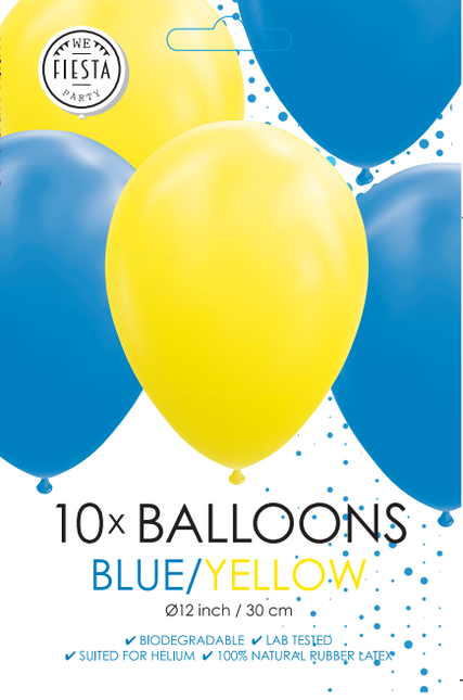 Globos Azul Amarillo 30cm 10pcs