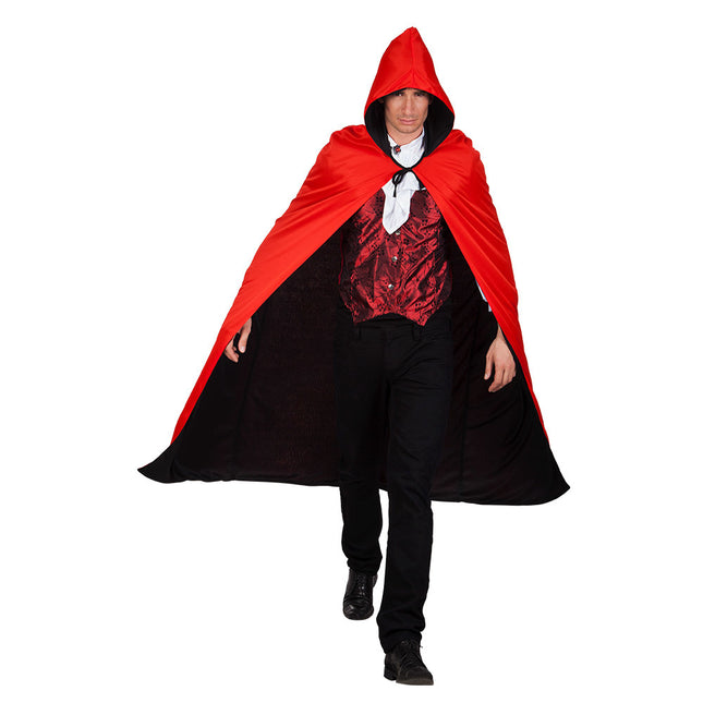 Capa de Halloween Reversible Negro Rojo 1,7m