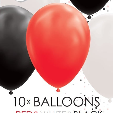 Globos Rojo Blanco Negro 30cm 10pcs